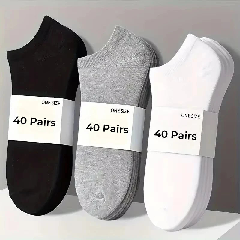 40/30 Pairs Unisex Casual Plain Color Ankle Socks Thin Breathable Comfy Anti Odor Sweat-absorbing For Men Women