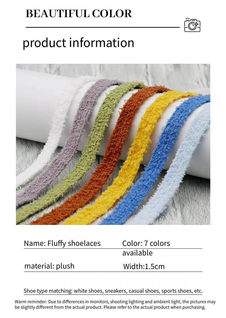 1.5CM Width Flat Shoelace Fluffy Shoelaces Plush Rope Shoe Laces for Shoes Casual Sneakers 100/120/140/160CM Shoe Accessorie New