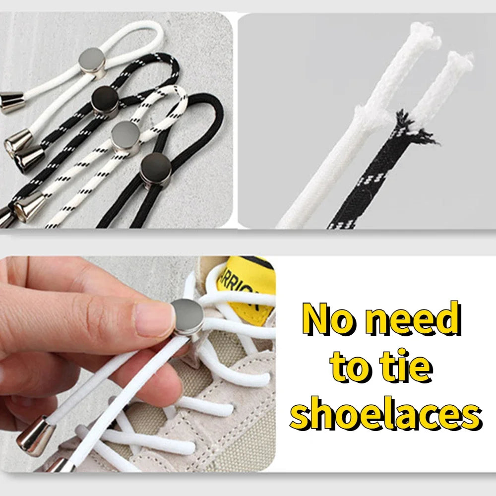 1Pair Elastic No Tie Shoe Laces Sneaker Rubber Bands ShoeLaces Stretching Lock Lazy Laces Quick Rubber Round Shoelace Shoestring