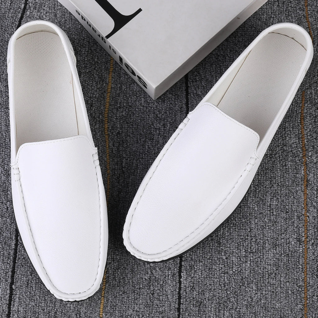 Summer Men Loafers Wedding Dress White Driving Moccasins Footwear Man Casual Shoes Leather Slip On Super Lightweight Male Shoes