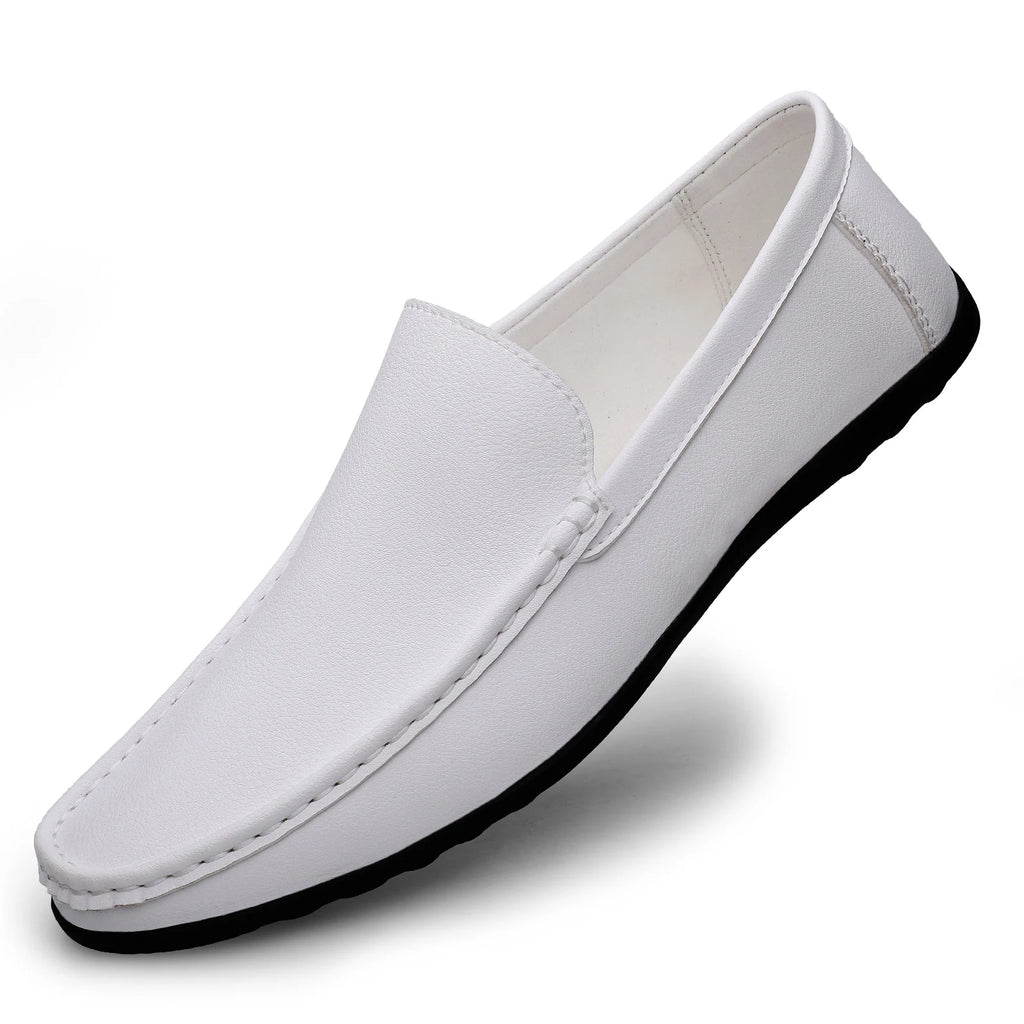 Summer Men Loafers Wedding Dress White Driving Moccasins Footwear Man Casual Shoes Leather Slip On Super Lightweight Male Shoes