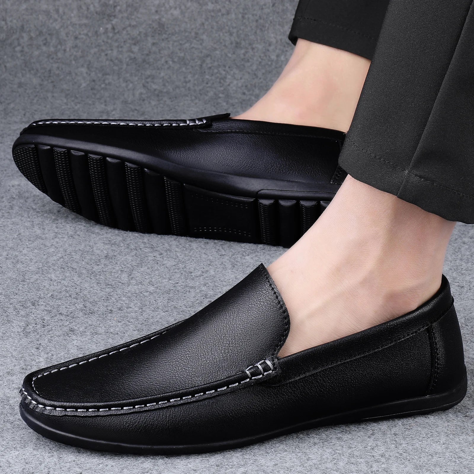 Summer Men Loafers Wedding Dress White Driving Moccasins Footwear Man Casual Shoes Leather Slip On Super Lightweight Male Shoes