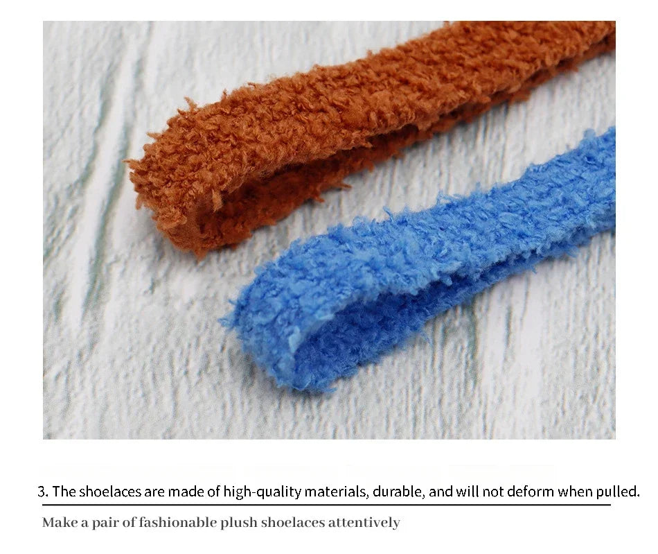 1.5CM Width Flat Shoelace Fluffy Shoelaces Plush Rope Shoe Laces for Shoes Casual Sneakers 100/120/140/160CM Shoe Accessorie New