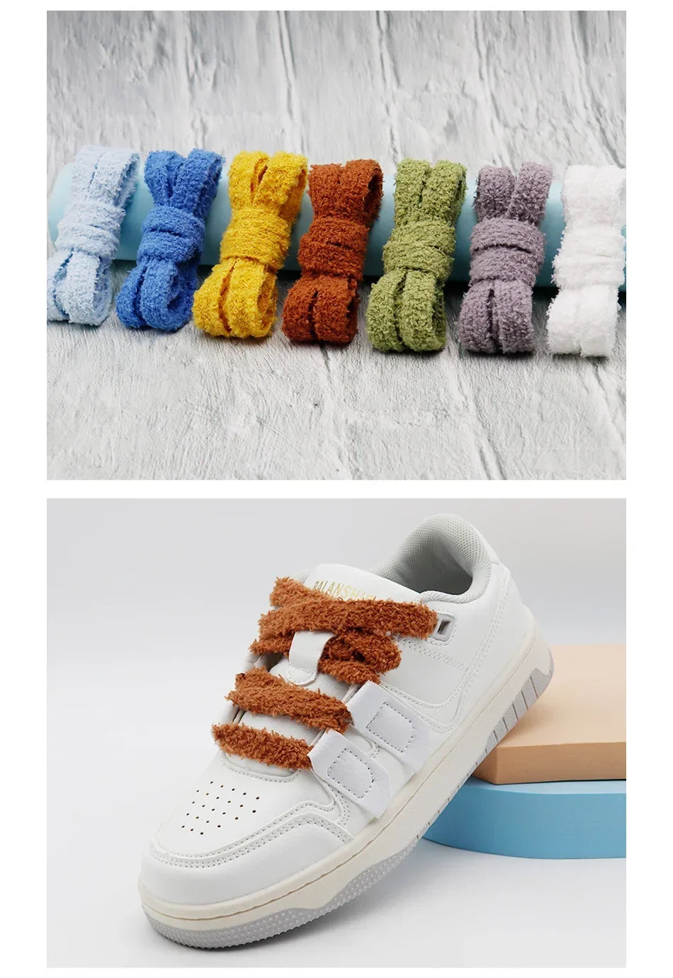 1.5CM Width Flat Shoelace Fluffy Shoelaces Plush Rope Shoe Laces for Shoes Casual Sneakers 100/120/140/160CM Shoe Accessorie New