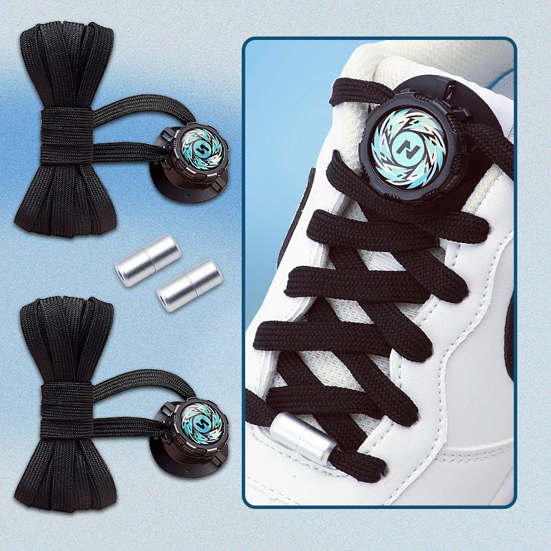 1Pair Easy Fit Automatic Shoelaces Without ties Swivel Buckle Laces Sneakers No Tie Shoe laces Adults Kids Thick Rope shoelace