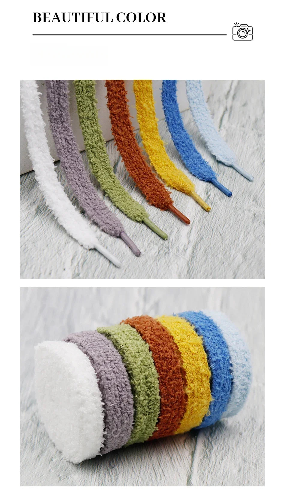 1.5CM Width Flat Shoelace Fluffy Shoelaces Plush Rope Shoe Laces for Shoes Casual Sneakers 100/120/140/160CM Shoe Accessorie New