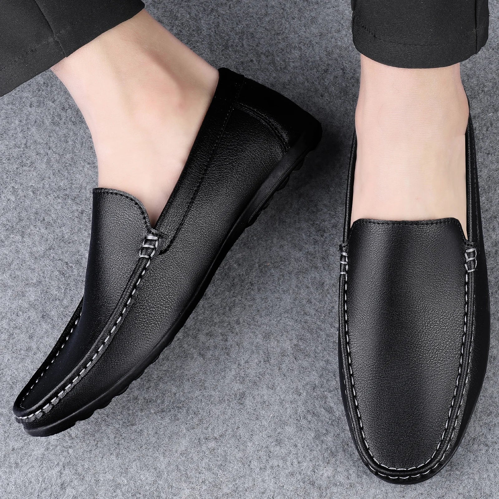 Summer Men Loafers Wedding Dress White Driving Moccasins Footwear Man Casual Shoes Leather Slip On Super Lightweight Male Shoes