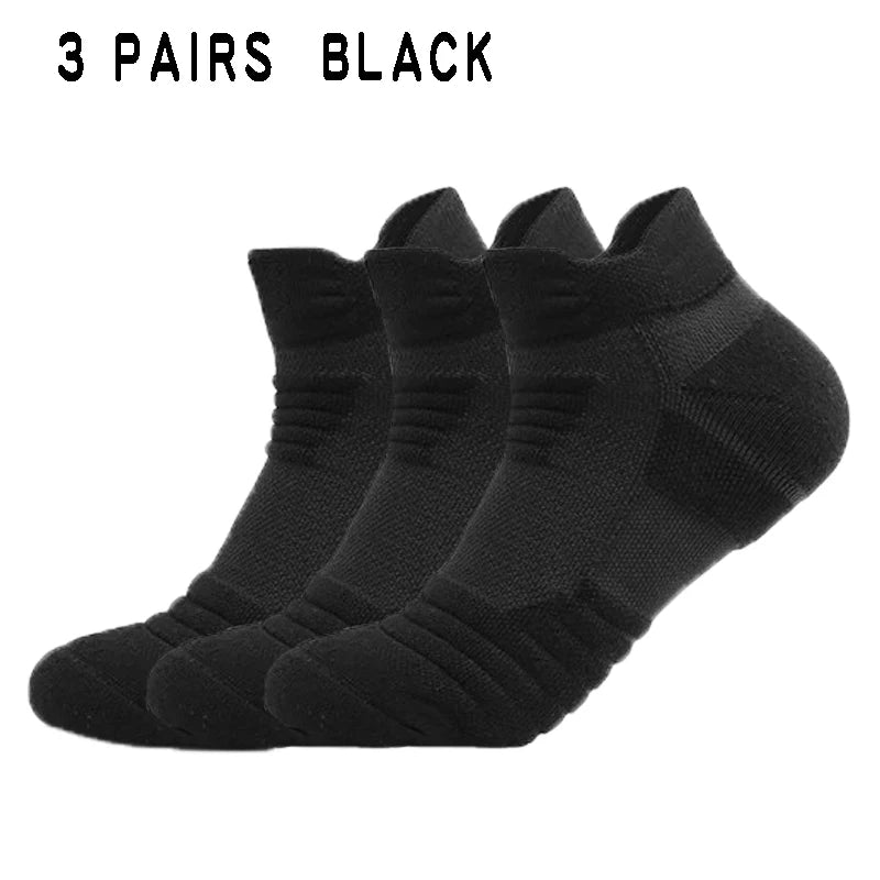3 Pairs Breathable Mesh Athletic Terry Socks Cushioned Moisture-managing and Durable Reduces Foot for Running Hiking & Sports