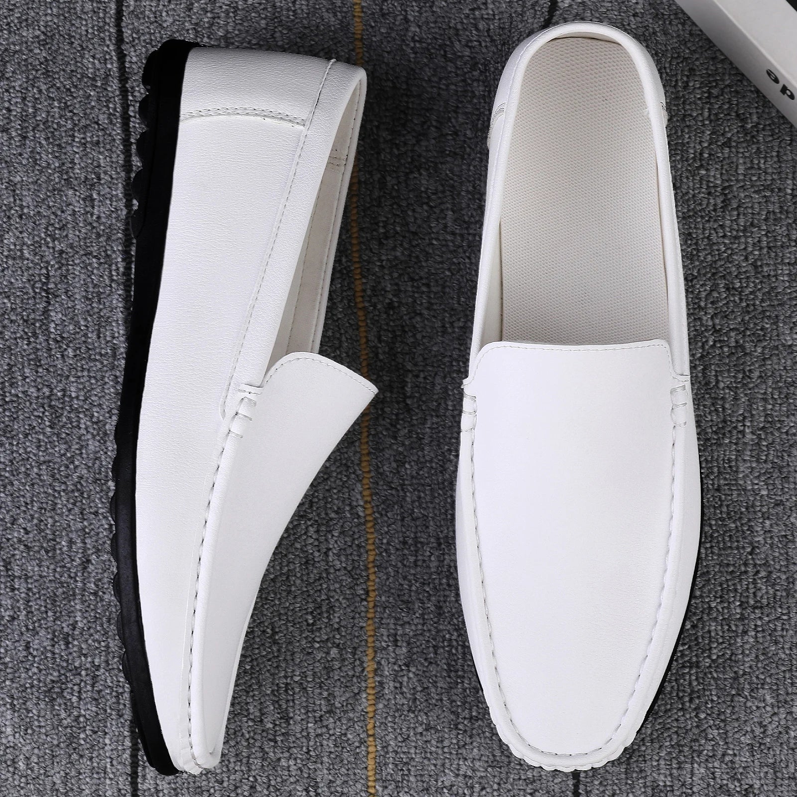 Summer Men Loafers Wedding Dress White Driving Moccasins Footwear Man Casual Shoes Leather Slip On Super Lightweight Male Shoes