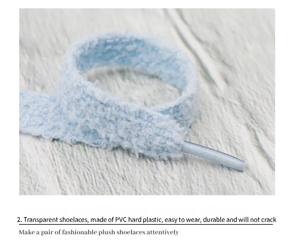 1.5CM Width Flat Shoelace Fluffy Shoelaces Plush Rope Shoe Laces for Shoes Casual Sneakers 100/120/140/160CM Shoe Accessorie New